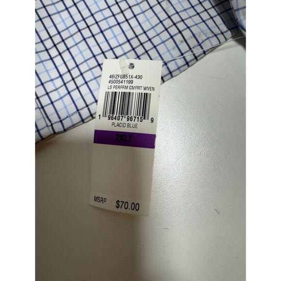 Izod Gingham Button Down Shirt Long Sleeve 2XLT Spring Easter Preppy - Picture 3 of 8